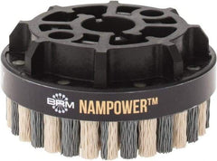 Brush Research Mfg. - 4" 320 Grit Ceramic/Silicon Carbide Tapered Disc Brush - Fine Grade, CNC Adapter Connector, 0.71" Trim Length, 7/8" Arbor Hole - All Tool & Supply