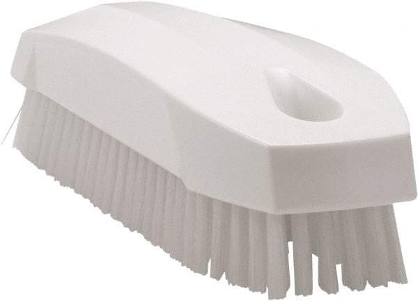 Vikan - 0.7" Bristle Length, Polyester Scrub Brush - 1-1/2" Wide Head, 4-1/2" OAL, White, Polypropylene Block - All Tool & Supply