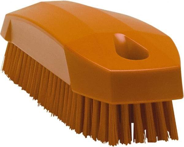 Vikan - 0.7" Bristle Length, Polyester Scrub Brush - 1-1/2" Wide Head, 4-1/2" OAL, Orange, Polypropylene Block - All Tool & Supply