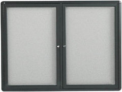 Quartet - 48" Wide x 36" High Enclosed Cork Bulletin Board - Fabric Covered, Gray - All Tool & Supply