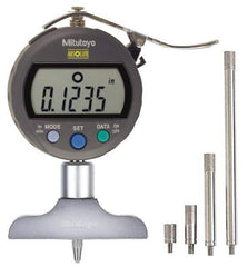 Mitutoyo - 0" to 8" Stainless Steel Electronic Depth Gage - 0.001" Accuracy, 0.01mm Resolution, 2-1/2" Base Length - All Tool & Supply