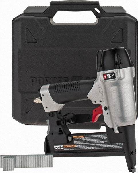 Porter-Cable - 1-1/2" Crown, 18 Gauge, 100 Staple Capacity Power Stapler - 1/4" Inlet, 70 to 120 psi Air Pressure, Includes 1/4 Fitting, Sample Staples & Carrying Case - All Tool & Supply