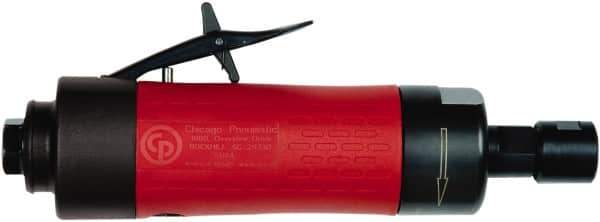 Chicago Pneumatic - 1/4" Collet, Straight Handle, Air Angle Die Grinder - 20,000 RPM, Rear Exhaust, 27.5 CFM, 0.7 hp, 90 psi, 6.35mm Inlet - All Tool & Supply