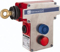 Telemecanique Sensors - 10 Amp, 2NO/2NC Configuration, Rope Operated Limit Switch - Pushbutton Reset, Rope Pull, Pilot Light Indicator, 300 VAC - All Tool & Supply