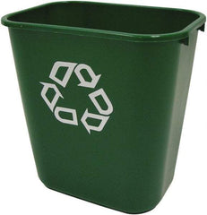 Rubbermaid - 28 Qt Green Rectangle Recycling Container - Plastic, Universal Recycling Symbol Graphic, 14.38" High x 10-1/4" Long x 15" Wide - All Tool & Supply