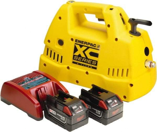 Enerpac - 10,000 psi Electric Hydraulic Pump & Jack - 2 L Oil Capacity, 4-Way, 3 Position Valve, Use with Double Acting Cylinders, Advance, Hold & Retract - All Tool & Supply