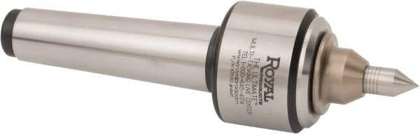 Royal Products - Straight Shank, 2-1/4" Head Diam Live Center - 5,000 Max RPM, 1.69" Long Case, 1/2" Point Diam, 0.94" Point Len, 350 Lb Max Workpiece, Spring Loaded Point - All Tool & Supply