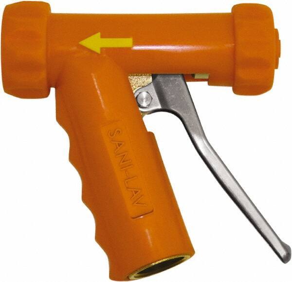 SANI-LAV - 3/4" Pipe, Insulated, Grade C-36000 Brass Adjustable Spray Pattern Nozzle - Safety Orange, 3/4 GHT Connection, 7 Gal per min at 100 psi, 3/4 GHT, 3/4" Orifice Diam, For Use With Water - All Tool & Supply