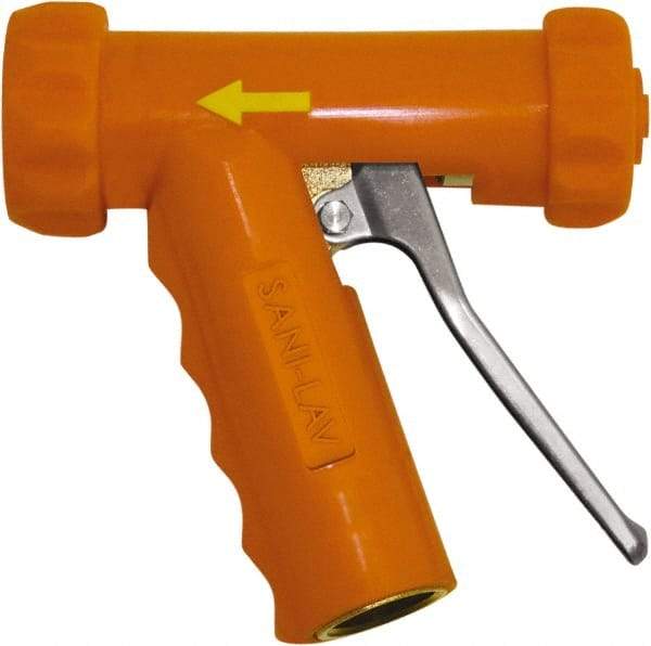 SANI-LAV - 3/4" Pipe, Insulated, Grade C-36000 Brass Adjustable Spray Pattern Nozzle - Safety Orange, 3/4 GHT Connection, 8.9 Gal per min at 100 psi, 3/4 GHT, 3/4" Orifice Diam, For Use With Water - All Tool & Supply