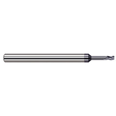 Corner Radius End Mill: 0.0157″ Dia, 0.0236″ LOC, 3 Flutes, Solid Carbide 34 ° Helix, AlTiN Coated, Corner Radius End