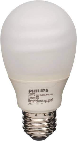 Philips - 14 Watt Fluorescent Residential/Office Medium Screw Lamp - 2,700°K Color Temp, 800 Lumens, 120 Volts, Twister, 8,000 hr Avg Life - All Tool & Supply