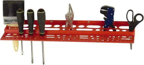 Quantum Storage - Tool Box Polypropylene Tool Rack - 24" Wide x 6" Deep x 2-3/4" High, Red, For Louvered Panels - All Tool & Supply