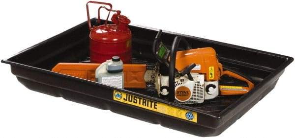 Justrite - 20 Gallon Capacity, 23 Inch Long x 47-1/2 Inch Wide, Polyurethane Spill Tray - 23 Inch Diameter, 5-1/2 Inch High, Black - All Tool & Supply