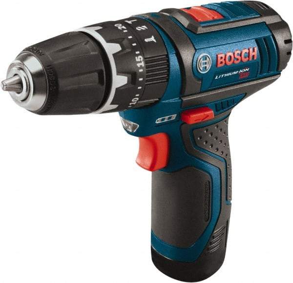 Bosch - 12 Volt 3/8" Keyless Chuck Cordless Hammer Drill - 0 to 19,500 BPM, 0 to 1,300 RPM, Reversible - All Tool & Supply