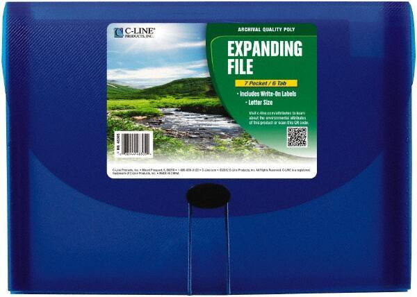 C-LINE - 13 x 9-1/4 x 1-5/8", Letter Size, Blue, Expandable File Folders with Top Tab Pocket - Has Index Tabs, 1 per Box - All Tool & Supply