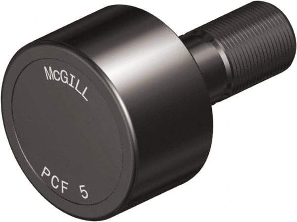 McGill - 4-1/2" Roller Diam x 2" Width, 1-1/4" Stud Diam x 2-3/4" Length, Plain Load Roller - Steel, 1-3/4" Thread Length, 1-1/4-12 Thread, 4-3/4" OAL, 14,300 Lb Dynamic Cap, 16,000 Lb Static Cap - All Tool & Supply