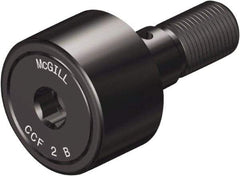 McGill - 5/8" Roller Diam x 7/16" Width, 1/4" Stud Diam x 3/4" Length, Crowned Sealed Stud Cam Follower with Hex - Steel, 5/16" Thread Length, 1/4-28 Thread, 1.22" OAL, 955 Lb Dynamic Cap, 1,215 Lb Static Cap - All Tool & Supply