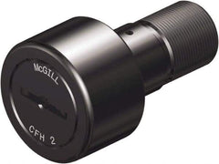 McGill - 1-3/8" Roller Diam x 3/4" Width, 1/2" Stud Diam x 1-1/4" Length, Heavy Stud Cam Follower - Steel, 5/8" Thread Length, 3/4-16 Thread, 2.03" OAL, 3,930 Lb Dynamic Cap, 8,500 Lb Static Cap - All Tool & Supply