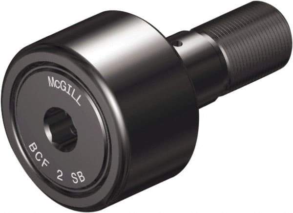 McGill - 1-1/2" Roller Diam x 7/8" Width, 5/8" Stud Diam x 1-1/2" Length, Sealed Self Lubricating Stud Cam Follower with Nonmetallic Bushing and Hex - Steel, 3/4" Thread Length, 5/8-18 Thread, 2.41" OAL - All Tool & Supply