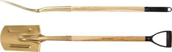 Ampco - 11" High Round Aluminum Bronze Spade - 26-1/2" Long Wood D-Grip Handle - All Tool & Supply