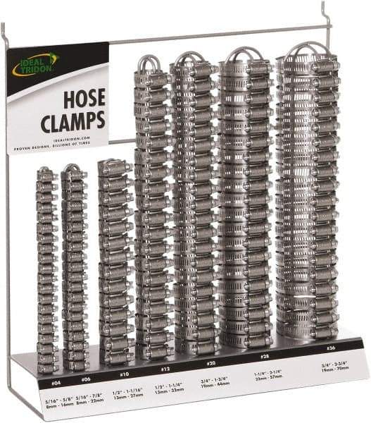 IDEAL TRIDON - 130 Piece, 5/16 to 2-3/4" Diam, Worm Drive Clamp Set - 20 Micro 4, 20 Micro 6, 10 Size 10, 20 Size 12, 20 Size 20, 20 Size 28, 20 Size 36 - All Tool & Supply