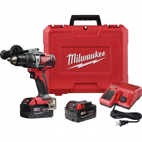 Milwaukee Tool - 18 Volt 1/2" Metal Ratcheting Chuck Cordless Hammer Drill - 0 to 28,800 BPM, 0 to 1,800 RPM, Reversible - All Tool & Supply