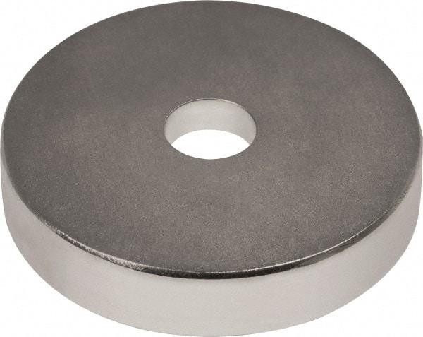 Mag-Mate - 1" Long x 1" Diam x 1/8" High, 1 Mounting Hole, 20 Poles, Ring Neodymium Rare Earth Holding Magnet - 16.6 Lb Average & 33.2 Lb Max Pull Force, 0.19 Mounting Hole, Through Hole Style, 180°F Max Operating Temp - All Tool & Supply