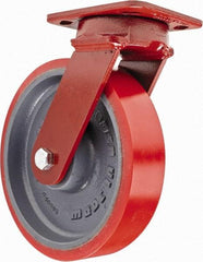 Hamilton - 8" Diam x 2" Wide x 9-1/2" OAH Top Plate Mount Swivel Caster - Polyurethane, 1,800 Lb Capacity, Sealed Precision Ball Bearing, 4 x 5" Plate - All Tool & Supply