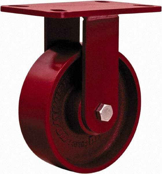 Hamilton - 6" Diam x 2" Wide x 7-1/2" OAH Top Plate Mount Rigid Caster - Steel, 1,400 Lb Capacity, Sealed Precision Ball Bearing, 4 x 4-1/2" Plate - All Tool & Supply