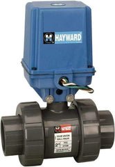 Hayward - 1/2" Pipe, 250 psi WOG Rating, PVC Electric Actuated Ball Valve - EPDM Seal, Full Port, 250 WSP Rating - All Tool & Supply