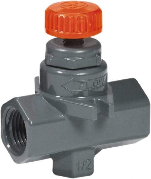 Hayward - 3/8" Pipe, Inline Needle Valve - FPM Seal, Threaded Ends, Grade PVC Cell Class 12454 per ASTM D1784 PVC Valve, 150 Max psi - All Tool & Supply