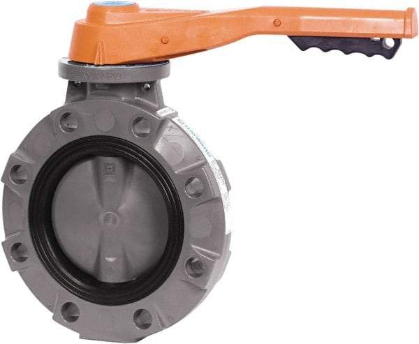 Hayward - 4" Pipe, Wafer Butterfly Valve - Lever Handle, ASTM D1784 Cell Class 12454 PVC Body, FPM Seat, 150 WOG, PVC Disc, Stainless Steel Stem - All Tool & Supply