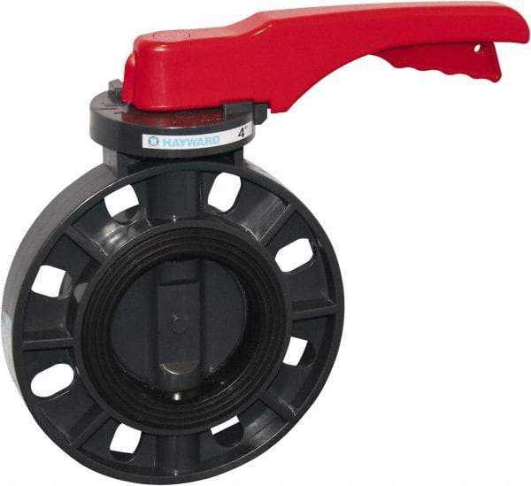 Hayward - 3" Pipe, Wafer Butterfly Valve - Lever Handle, ASTM D1784 Cell Class 12454 PVC Body, EPDM Seat, 150 WOG, PVC Disc, Stainless Steel Stem - All Tool & Supply