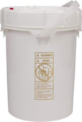 Made in USA - 5 Gal, High-Density Polyethylene Round White Single Pail - Handle & Lid Included - All Tool & Supply