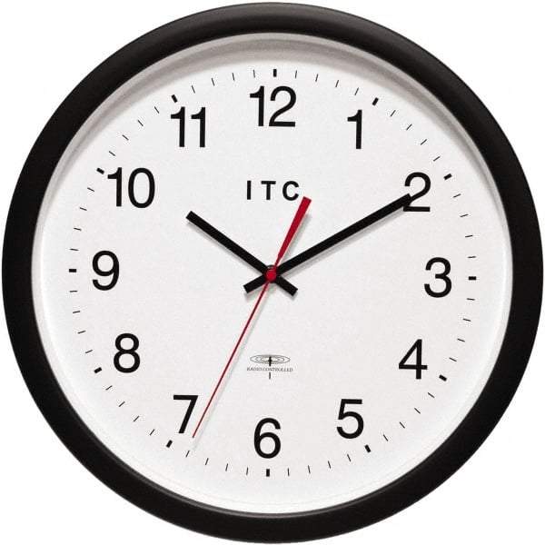 Infinity Insttruments - 13-3/4 Inch Diameter, White Face, Dial Wall Clock - Analog Display, Black Case, Runs on AA Battery - All Tool & Supply