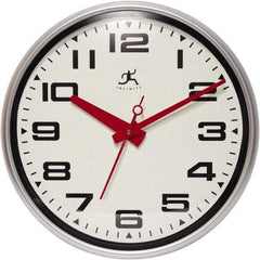 Infinity Insttruments - 13-1/2 Inch Diameter, Off White Face, Dial Wall Clock - Analog Display, Silver Case, Runs on AA Battery - All Tool & Supply