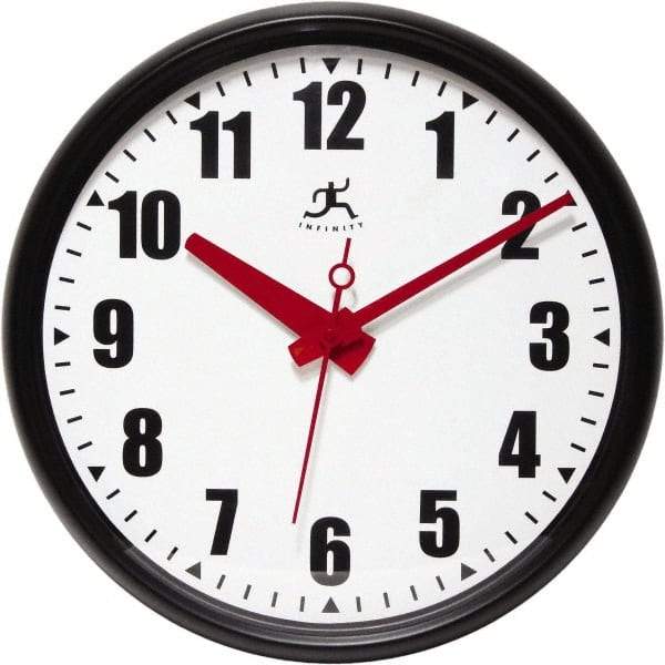 Infinity Insttruments - 13-1/2 Inch Diameter, White Face, Dial Wall Clock - Analog Display, Black Case, Runs on AA Battery - All Tool & Supply