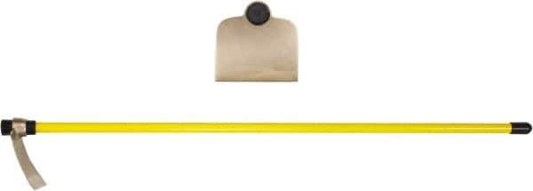 Ampco - 6-1/2" High x 7-3/4" Wide Square Aluminum Bronze Hoe - 55" Long Fiberglass Straight Handle, No Step - All Tool & Supply