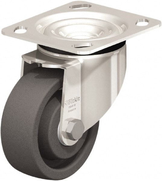 Swivel Top Plate Caster: Nylon, 4″ Wheel Dia, 1-7/16″ Wheel Width, 770 lb Capacity, 5-1/8″ OAH Nylon, 770 Lb Capacity, Ball Bearing, 4 x 4-1/2″ Plate