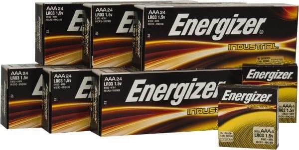 Energizer - Size AAA, Alkaline, 144 Pack, Standard Battery - 1.5 Volts, Button Tab Terminal, LR03, ANSI, IEC Regulated - All Tool & Supply