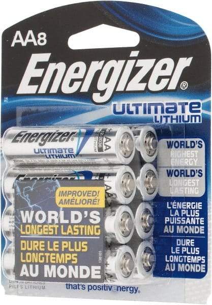 Energizer - Size AA, Lithium, 8 Pack, Photo Battery - 1.5 Volts, Button Tab Terminal, FR6, ANSI, IEC Regulated - All Tool & Supply