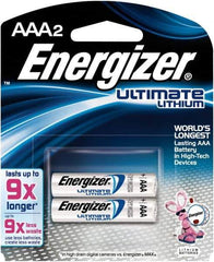 Energizer - Size AAA, Lithium, 2 Pack, Photo Battery - 1.5 Volts, Flat Terminal, FR03, ANSI, IEC Regulated - All Tool & Supply