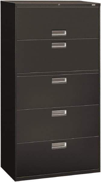 Hon - 36" Wide x 67" High x 19-1/4" Deep, 5 Drawer Roll-Out, Roll-Out Posting - Steel, Charcoal - All Tool & Supply