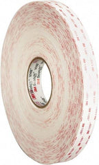 3M - 1/2" x 36 Yd Acrylic Adhesive Double Sided Tape - 45 mil Thick, White, Acrylic Foam Liner, Continuous Roll, Series 4950 - All Tool & Supply