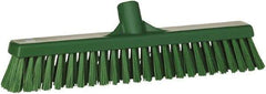 Vikan - 16" Combo Duty Polyester Push Broom - 2" Bristle Length, Plastic Block, European Threaded Handle Connection - All Tool & Supply