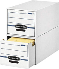 BANKERS BOX - 1 Compartment, 12 Inch Wide x 23 Inch Deep x 10 Inch High, File Storage Box - Corrugated, White and Blue - All Tool & Supply