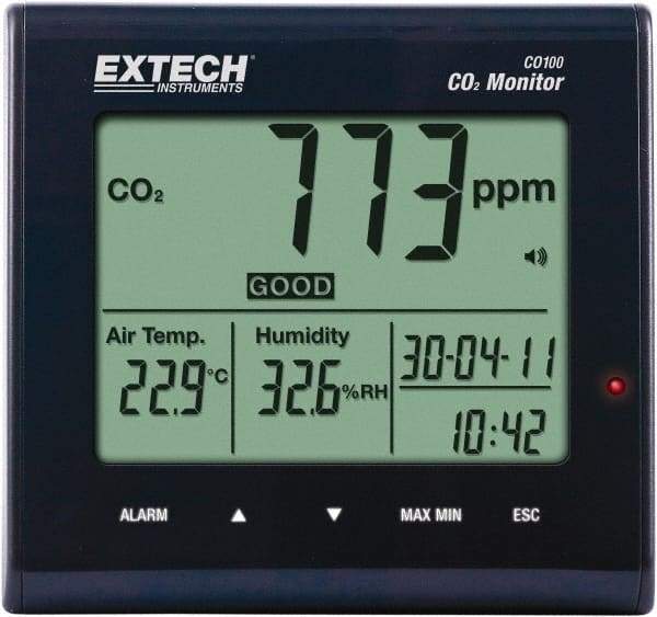 Extech - 23 to 122°F, 0 to 99.9% Humidity Range, Air Quality Monitor - All Tool & Supply