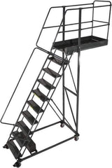 Ballymore - 142" 10 Step Cantilever Ladder - Rolling Work Platform, 300 Lb Capacity, 100" Platform Height, 32" Base Width x 71" Base Depth, Perforated Tread - All Tool & Supply