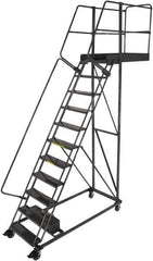 Ballymore - 152" 11 Step Cantilever Ladder - Rolling Work Platform, 300 Lb Capacity, 110" Platform Height, 32" Base Width x 77" Base Depth, Perforated Tread - All Tool & Supply