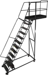 Ballymore - 172" 13 Step Cantilever Ladder - Rolling Work Platform, 300 Lb Capacity, 130" Platform Height, 40" Base Width x 90" Base Depth, Perforated Tread - All Tool & Supply